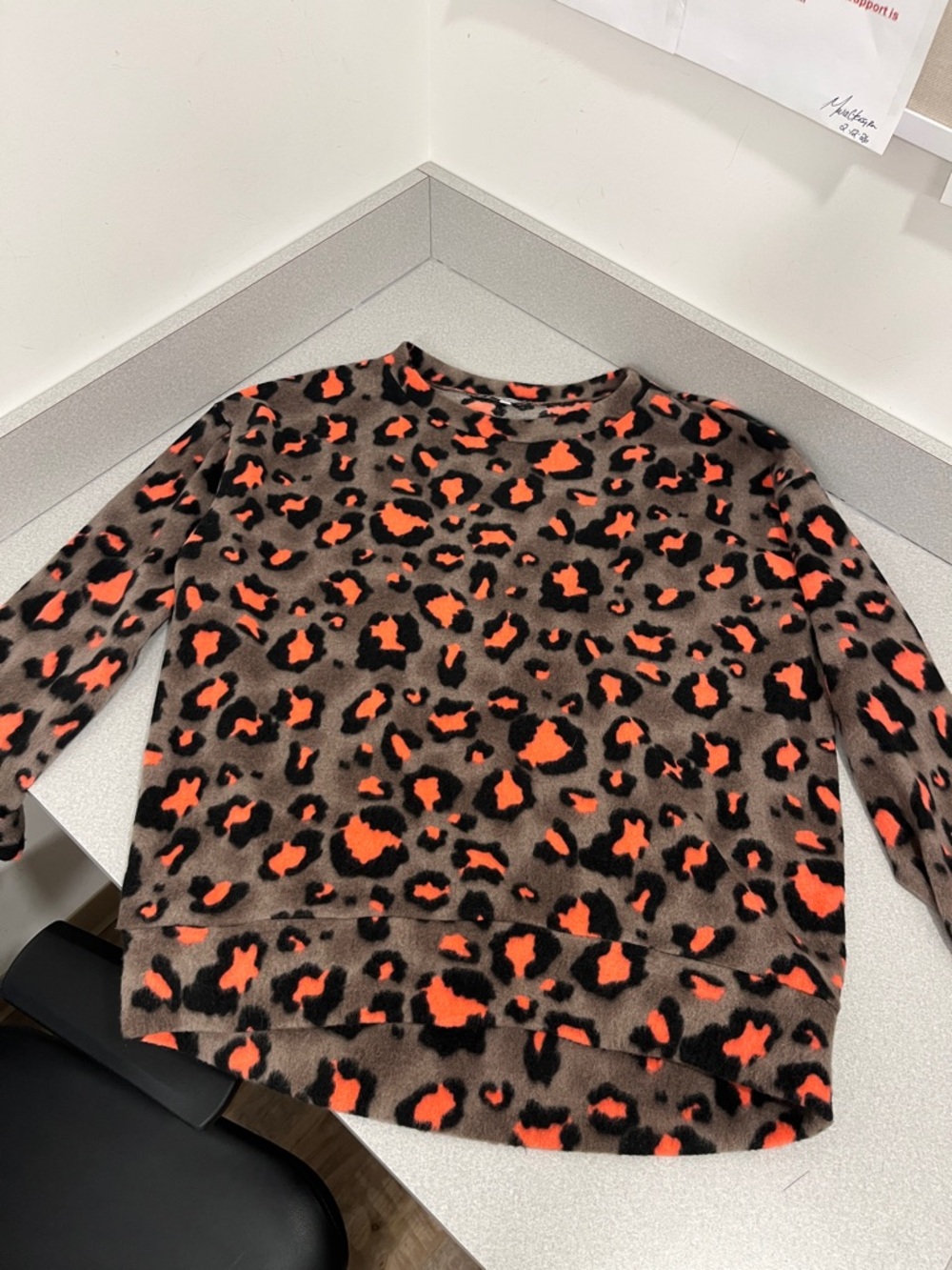 white birch Leopard Print Sweater in Brown and Bright Orange